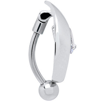 Top Mount Crystal Clear Cubic Zirconia Stunner Belly Ring