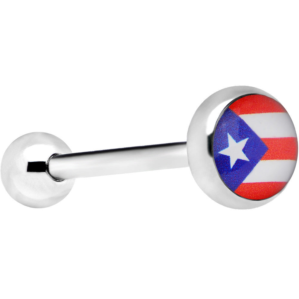 Stainless Steel Puerto Rico Flag Barbell Tongue Ring