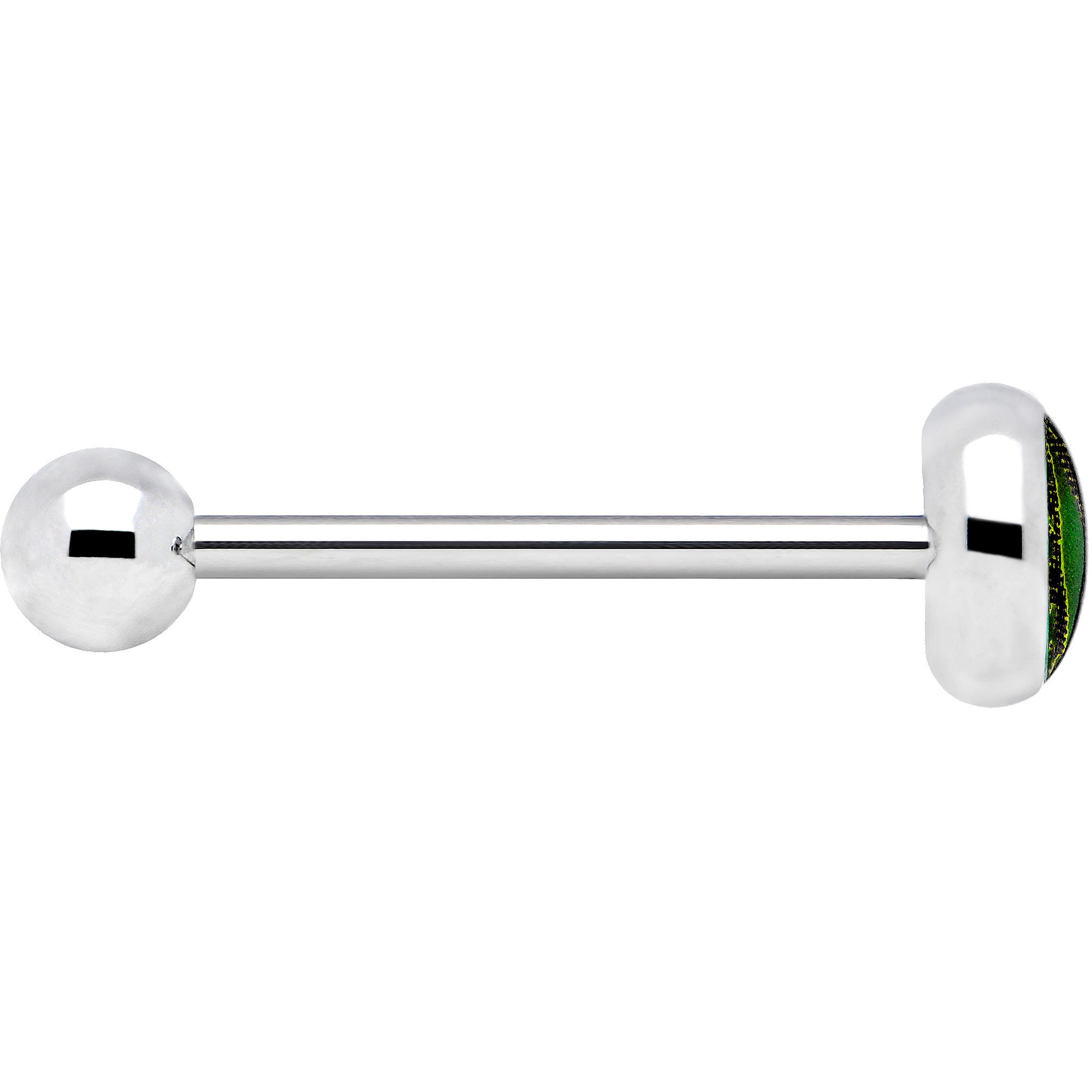 Stainless Steel Green Eye Monster Barbell Tongue Ring