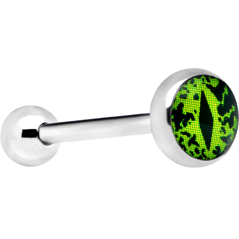 Stainless Steel Green Eye Monster Barbell Tongue Ring