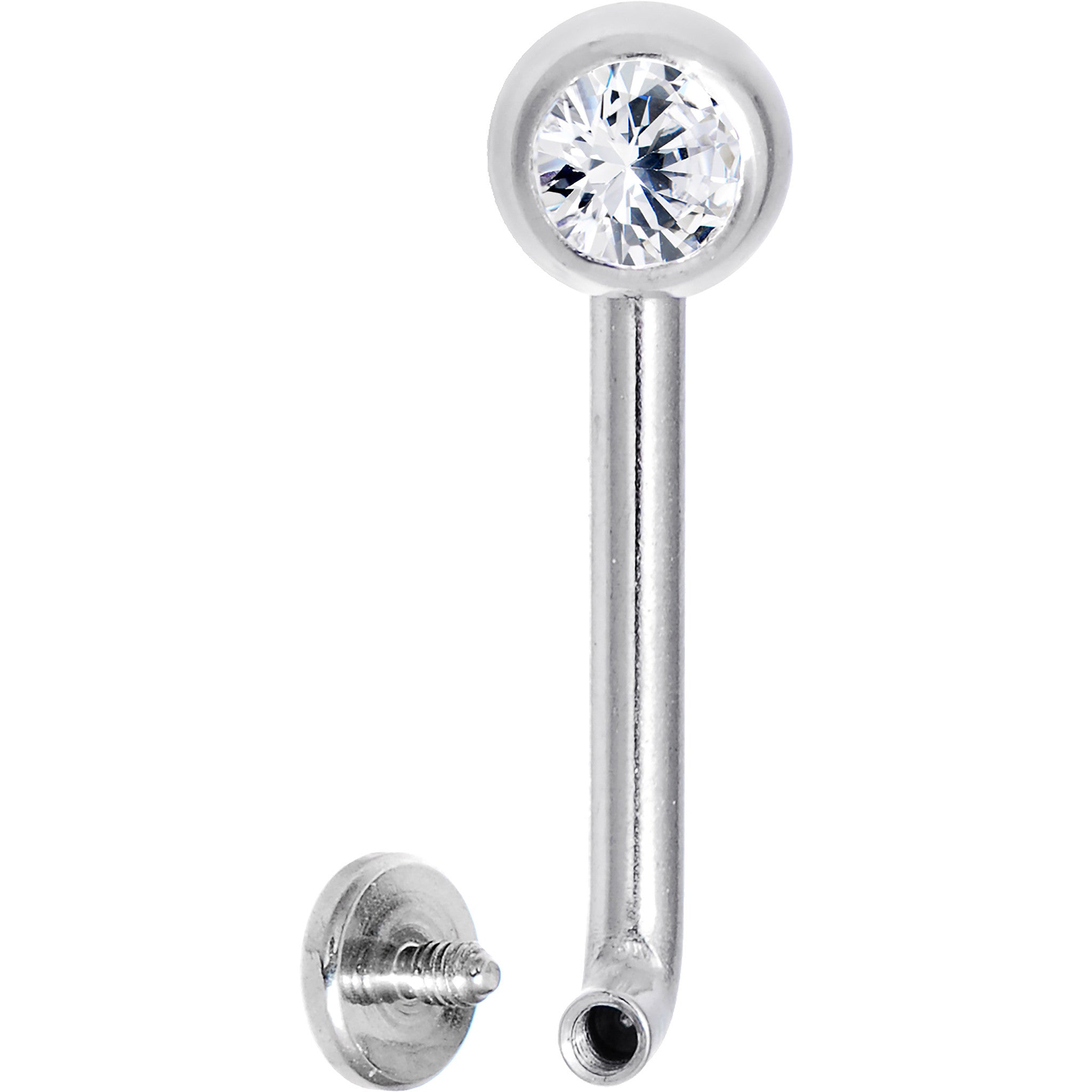 14G 5mm Clear Gem Vertical Hood Piercing -1/2 2.5mm Rise