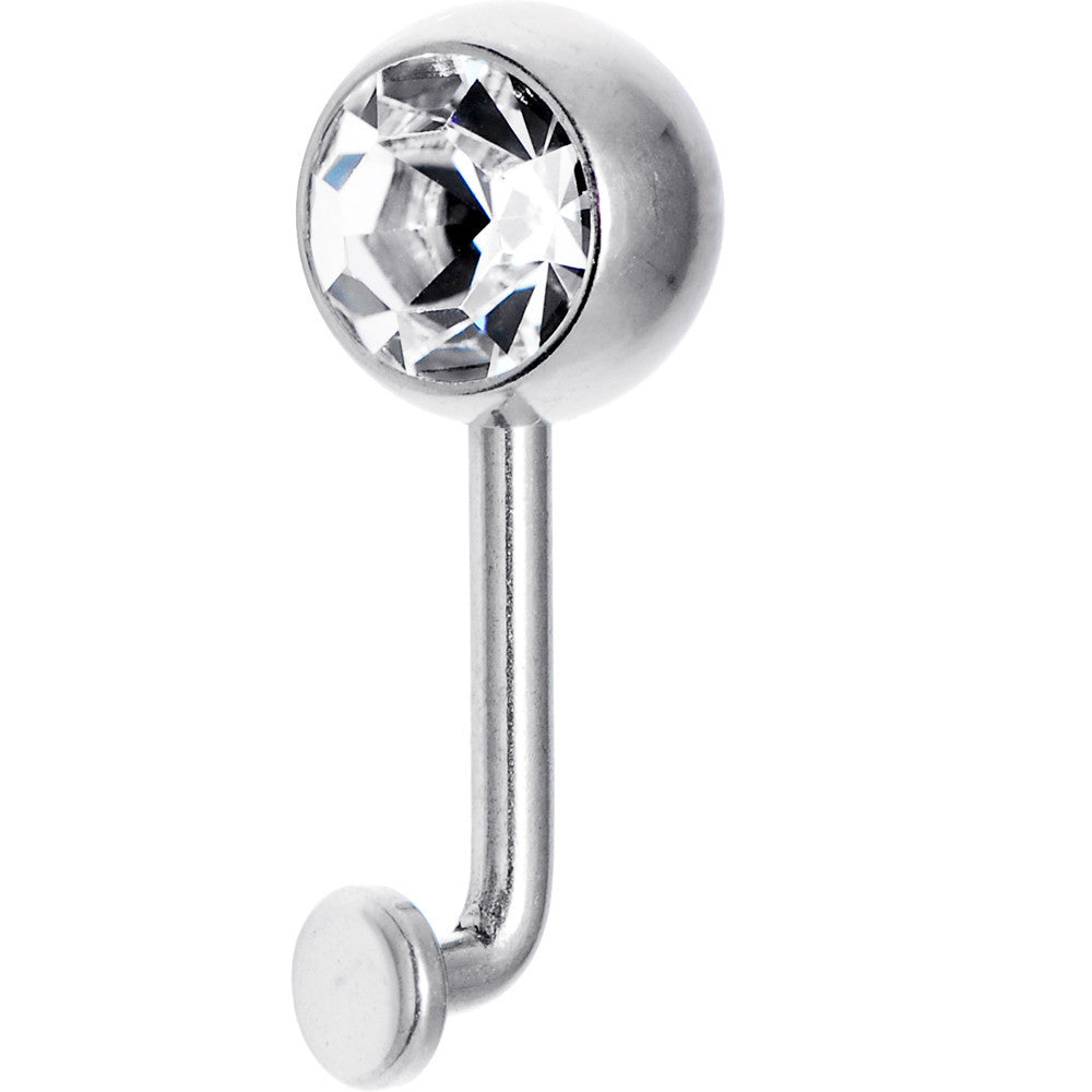 14G 8mm Clear Gem Vertical Hood Piercing -3/8 2mm Rise