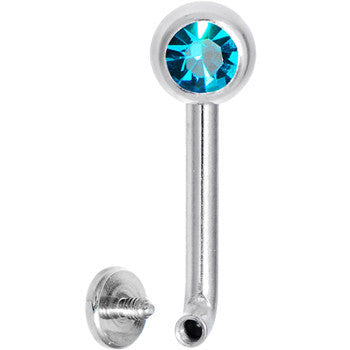 14G 5mm Zircon Blue Gem Vertical Hood Piercing -3/8 2.5mm Rise