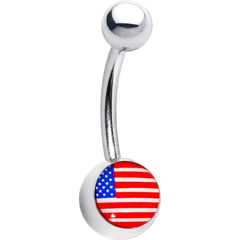 Stainless Steel American Flag Logo Belly Ring