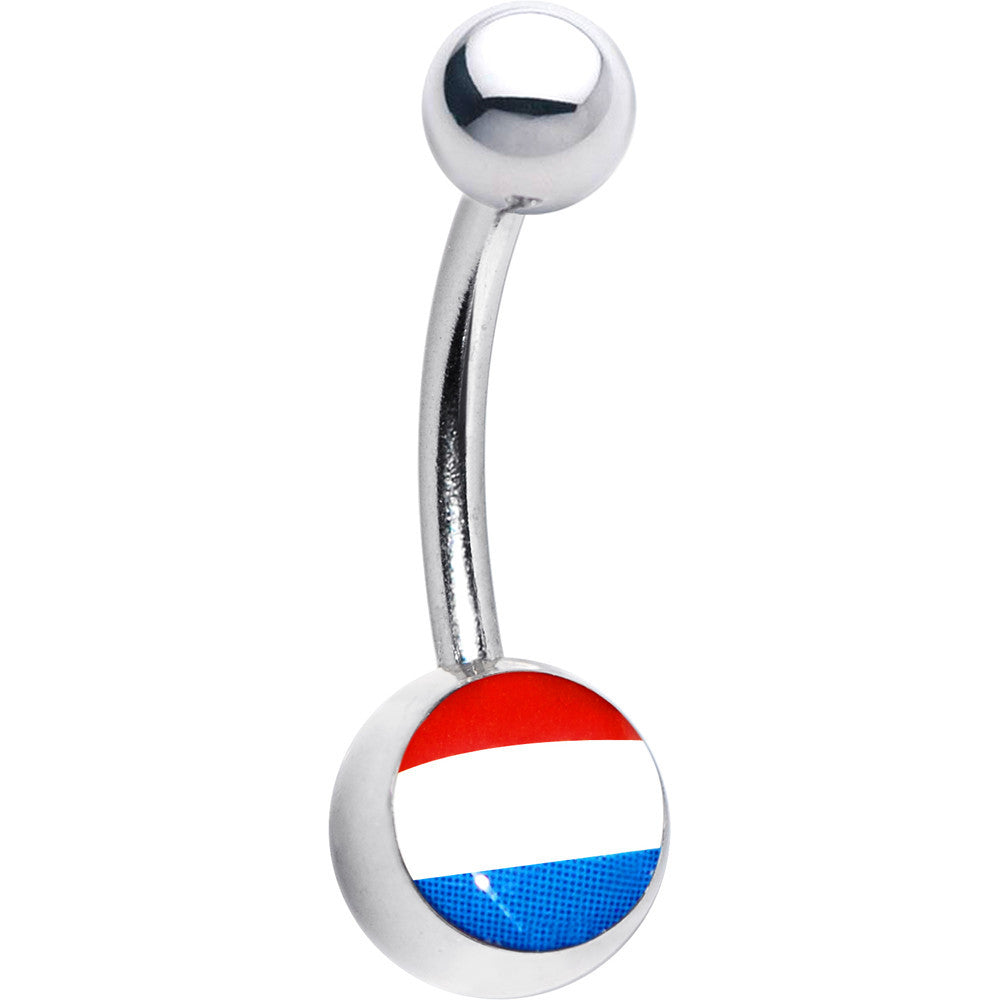 Stainless Steel Dutch Flag Logo Belly Ring