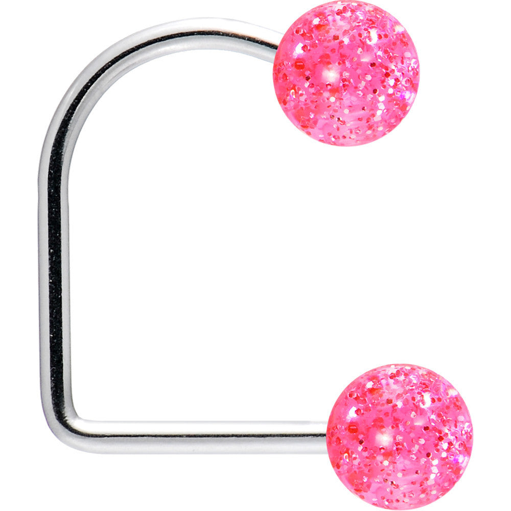 16G Pink Acrylic Glitter Ball Lippy Loop Labret