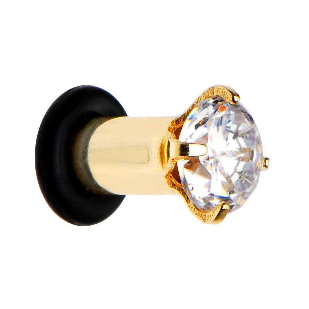 6G CZ Gold Electro Titanium Tunnel Plug