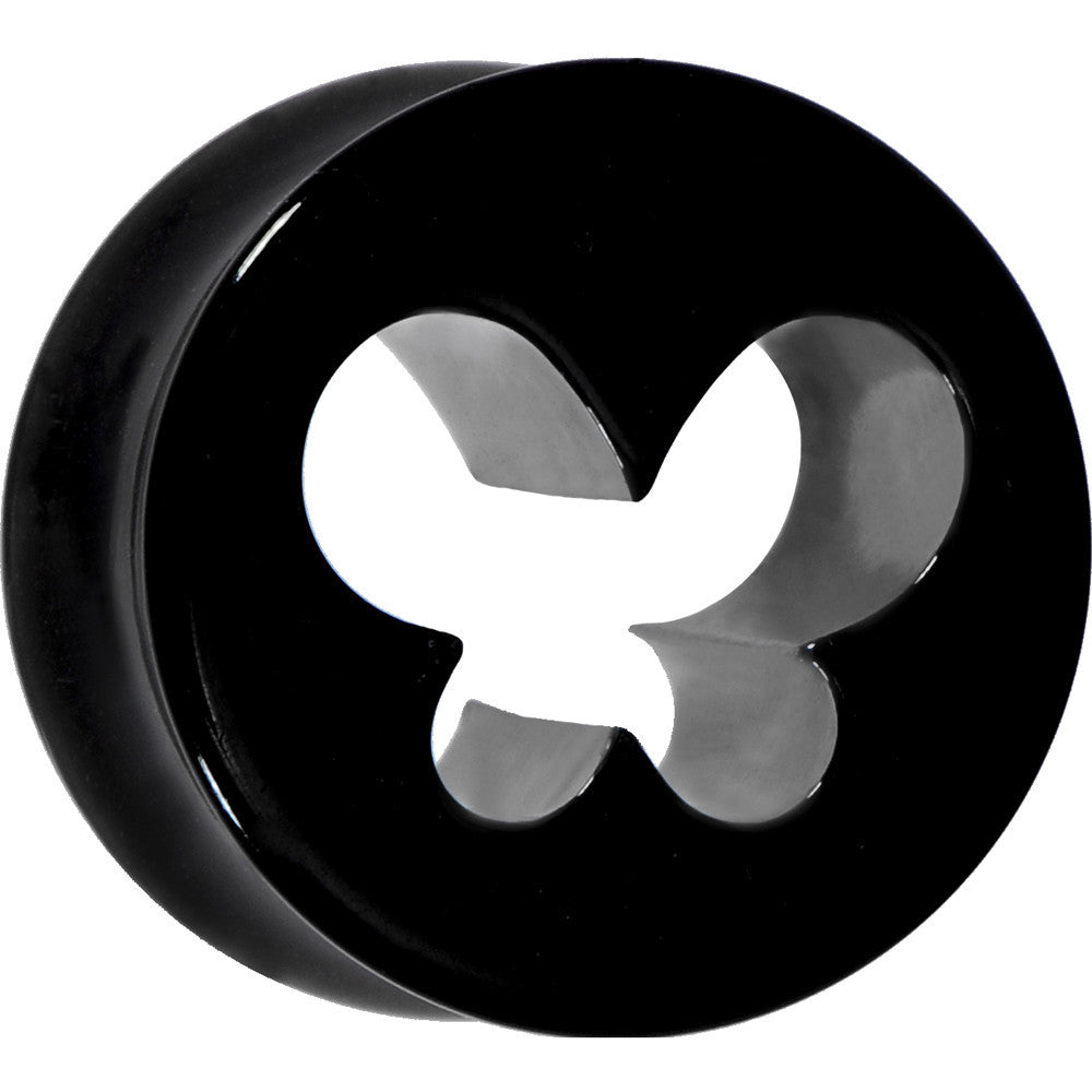 9/16 Black Acrylic Hollow Butterfly Saddle Plug