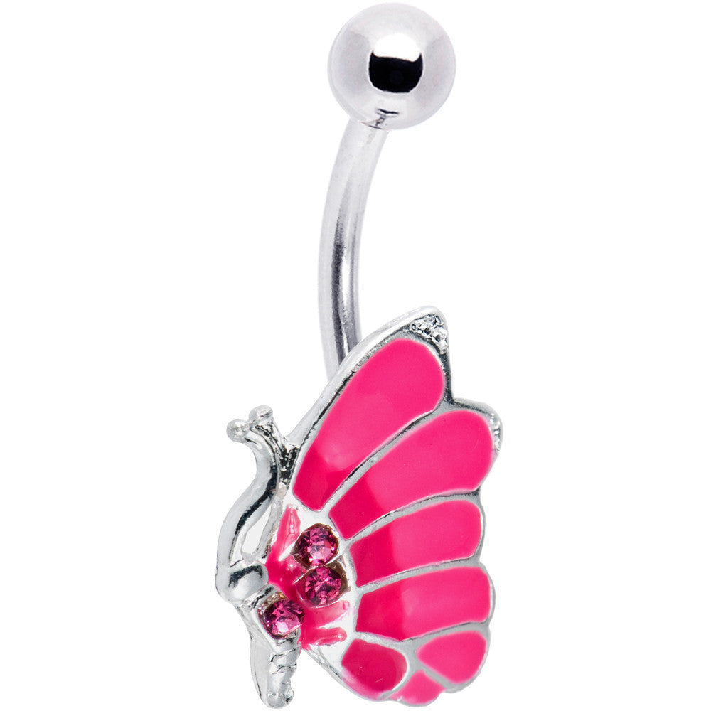 Float on Pink Butterfly Belly Ring