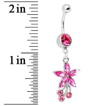 Wild Flower Pink CZ Belly Ring
