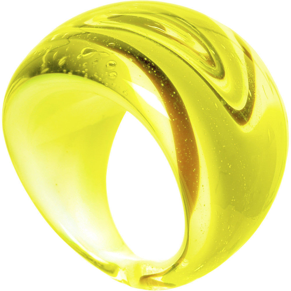 Handmade Yellow Marbled Glass Ring