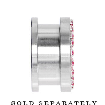 9/16 Stainless Steel Pink Gem Screw Fit Tunnel