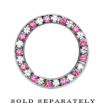 26mm Stainless Steel Pink Clear Gem Screw Fit Tunnel