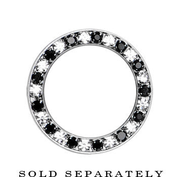 18mm Stainless Steel Black Clear Gem Screw Fit Tunnel