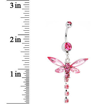 Pink Cubic Zirconia Dragonfly Belly Ring