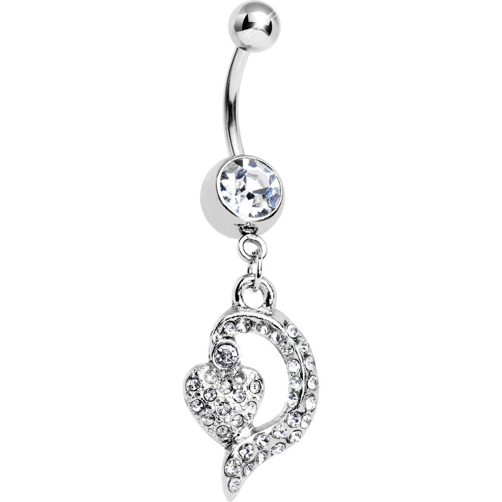 Clear Gem Dynamic Heart Belly Ring
