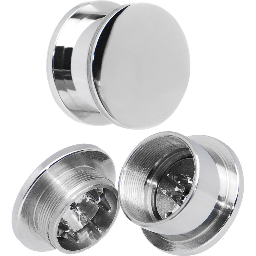 5/8 Stainless Steel Herb Stash and Grinder Plug Set