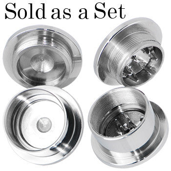 5/8 Stainless Steel Herb Stash and Grinder Plug Set