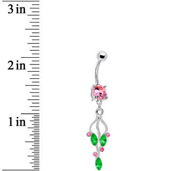 Pink CZ Stunning Ivy Drop Belly Ring