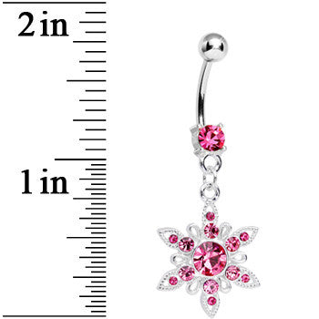 Pink CZ Spectacular Flower Belly Ring