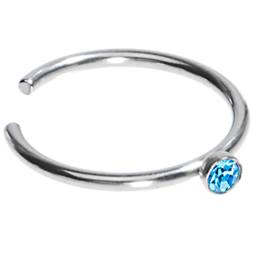 20G Stainless Steel Aqua Gem Nose Hoop