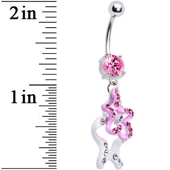 Pink Gem Dual Star Belly Ring