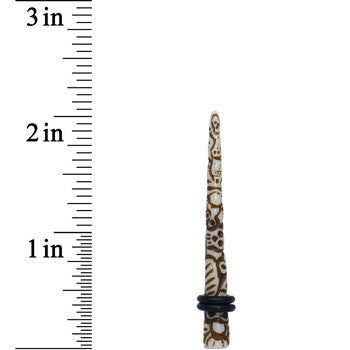 2G Brown White Resin Native Skull Taper