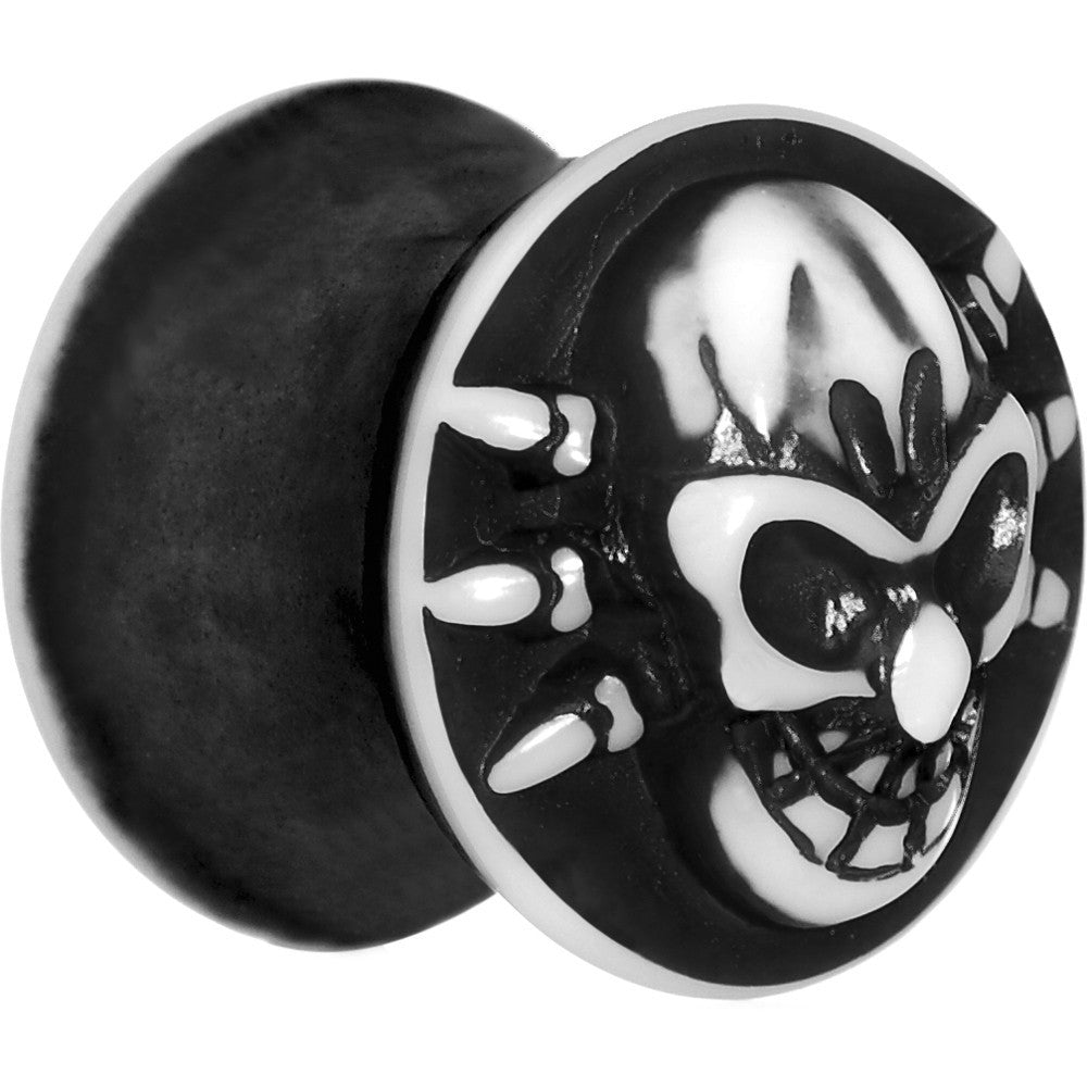 9/16 Black White Resin Skull Saddle Plug