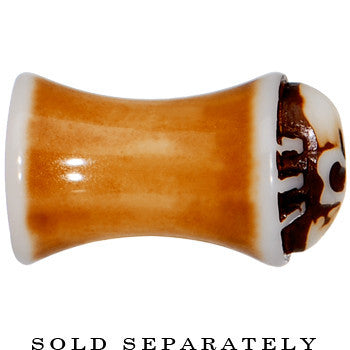 2G Brown White Resin Skull Saddle Plug