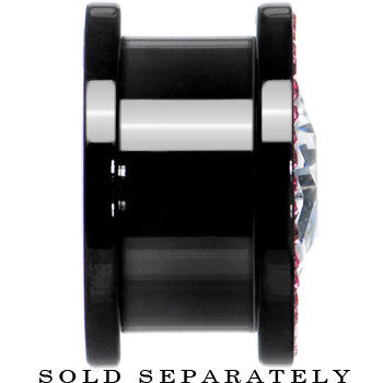 5/8 Black Pink Titanium Star CZ Screw Fit Tunnel