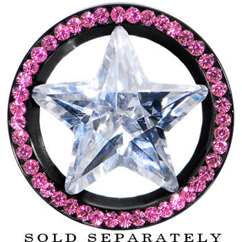 18mm Black Pink Titanium Star CZ Screw Fit Tunnel