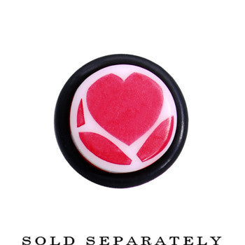 4G White Red Heart Acrylic Ear Taper