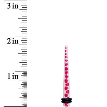 4G White Red Heart Acrylic Ear Taper
