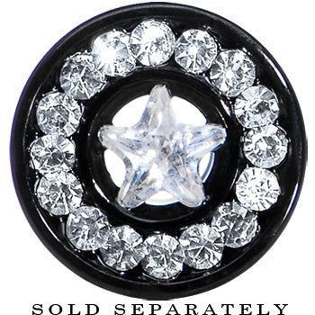 2G Black Clear Titanium Star CZ Screw Fit Tunnel