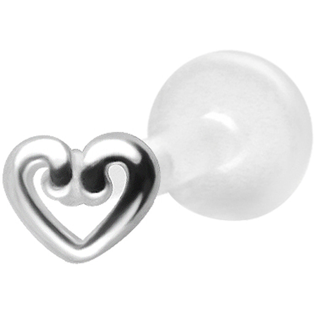 Silver 925 Heart Bioplast Tragus Labret Monroe