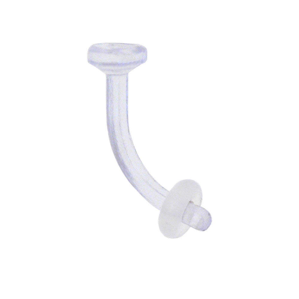 14 Gauge curved barbell CLEAR RETAINER 3/8