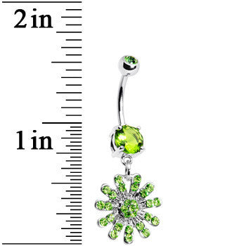 Peridot Green Gem Gerber Daisy Flower Belly Ring