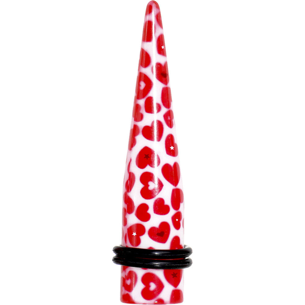 1/2 Lovely Red Heart Acrylic Ear Taper