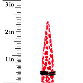 1/2 Lovely Red Heart Acrylic Ear Taper