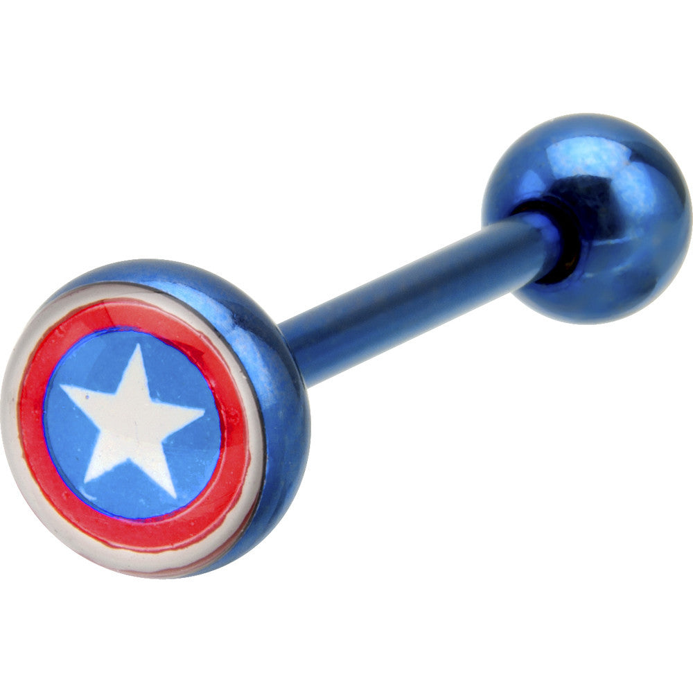 Captain America Anodized Barbell Tongue Ring