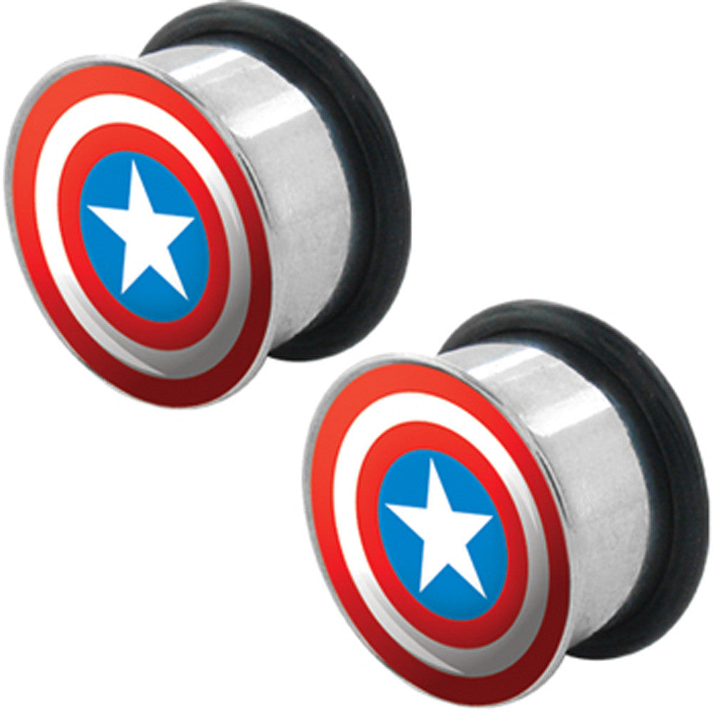 3/4 Captain America Steel Tunnel Plugs Set