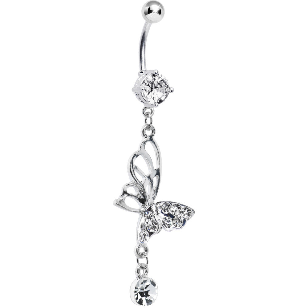 Crystalline Gem Double-Take Butterfly Belly Ring