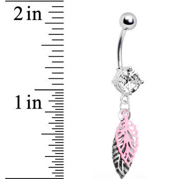 Crystalline Gem Falling Leaf Dangle Belly Ring