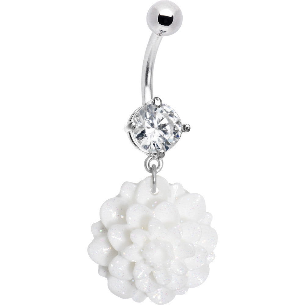 Crystalline Gem Full Bloom Shell Flower Belly Ring