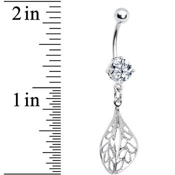 Crystalline Gem Dramatic Drifting Leaf Belly Ring