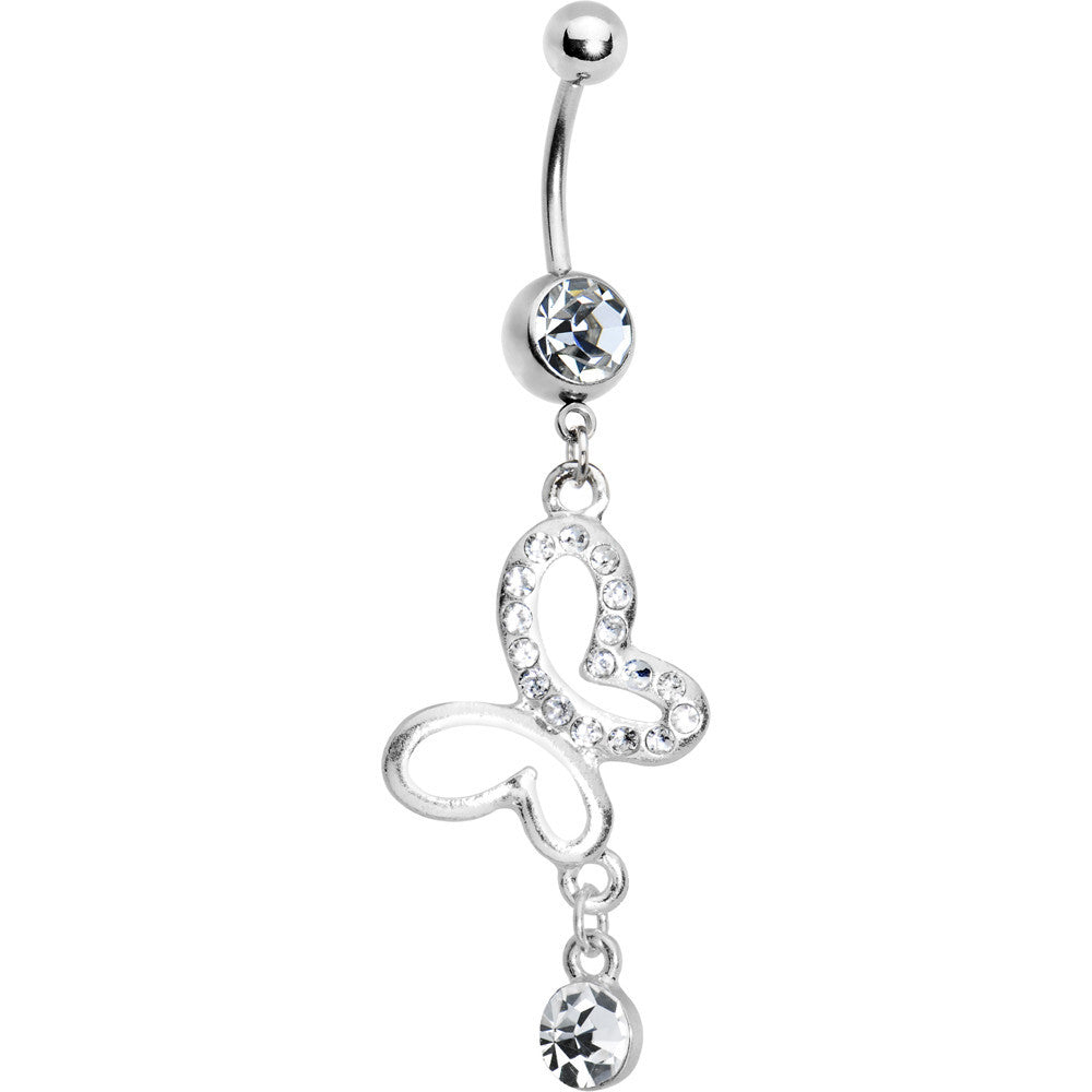 Crystalline Gem Hollow Butterfly Belly Ring