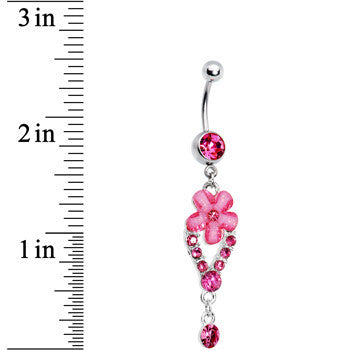 Pink Gem Springtime Flower Belly Ring