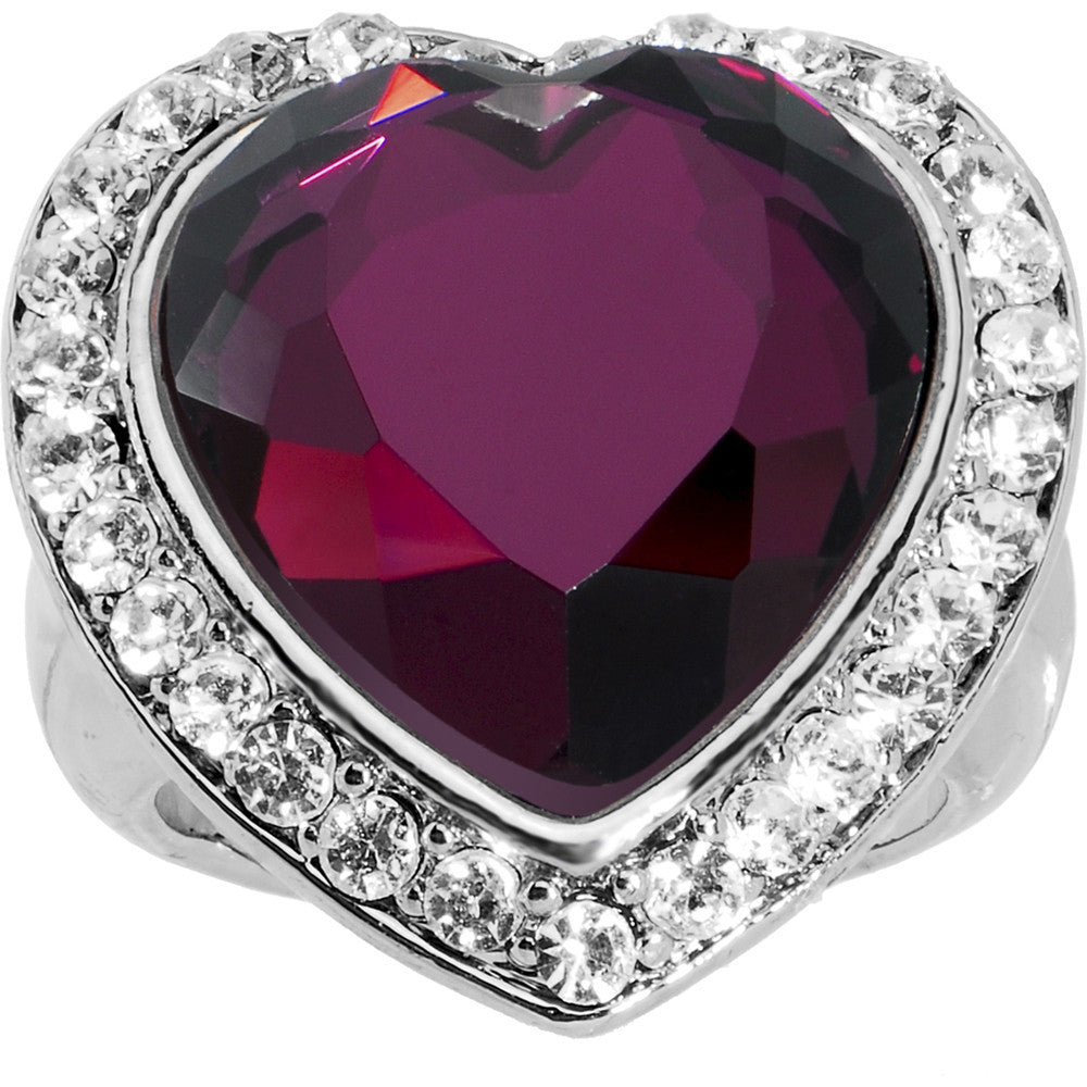 Size 7.5 -Purple Luster Heart Ring