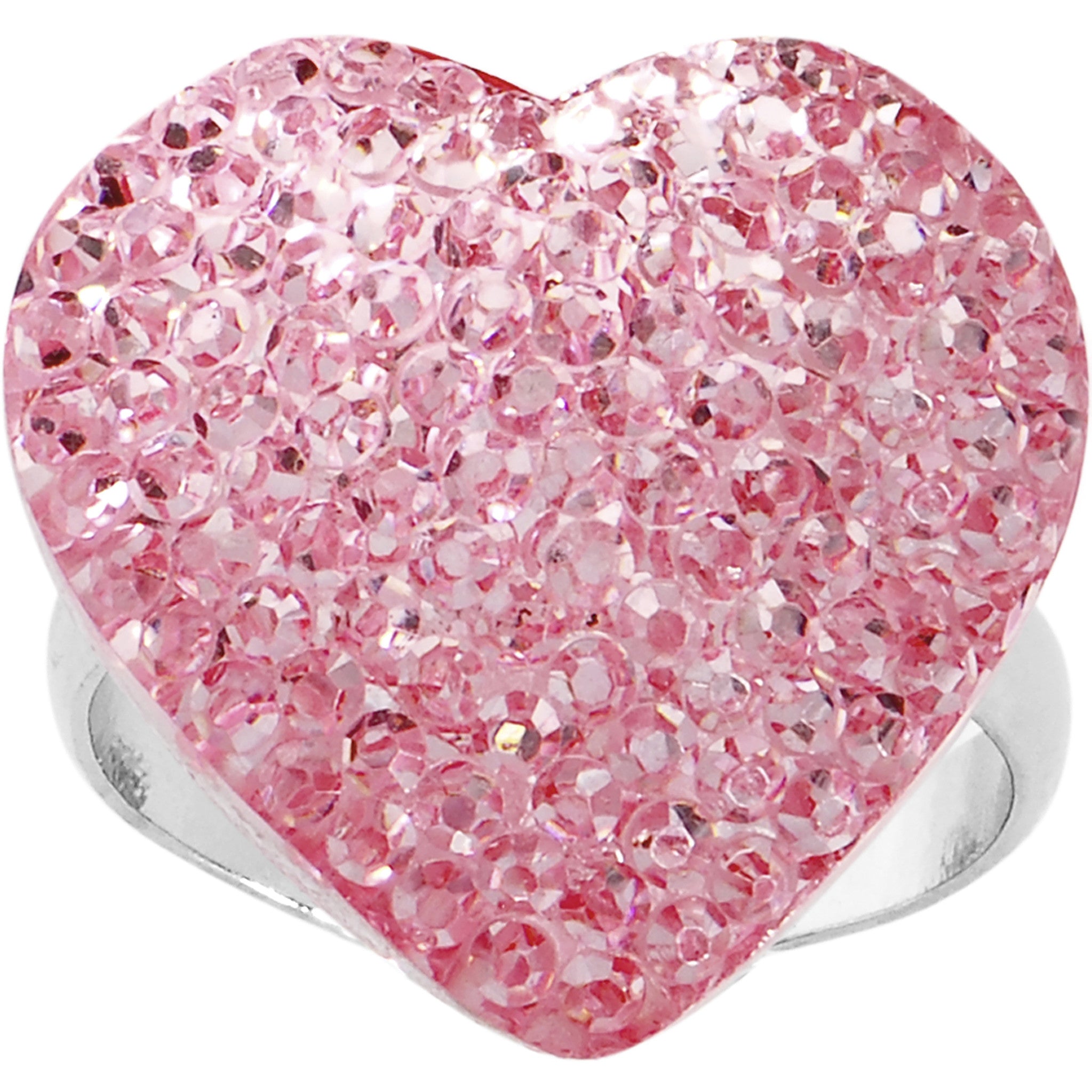 Light Pink Sparkler Heart Adjustable Ring