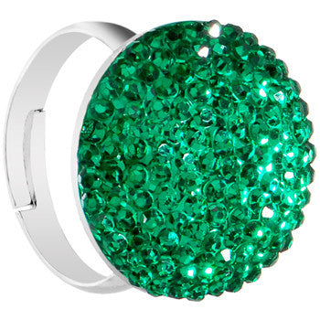 Emerald Green Sparkler Round Adjustable Ring
